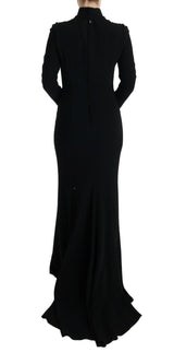 Black Stretch Long Gown Sheath Dress - Avaz Shop