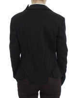 Black Stretch Single Breasted Blazer Jacket - Avaz Shop