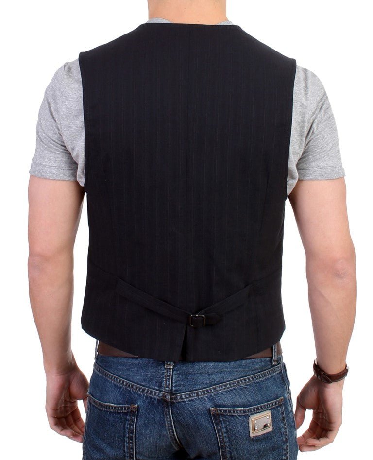 Black striped cotton casual vest - Avaz Shop