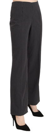 Black Striped Cotton Sretch Dress Trousers Pants - Avaz Shop