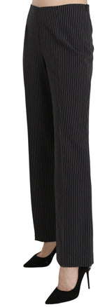 Black Striped Cotton Sretch Dress Trousers Pants - Avaz Shop