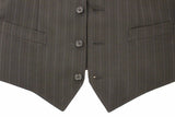 Black Striped Stretch Dress Vest Gilet - Avaz Shop