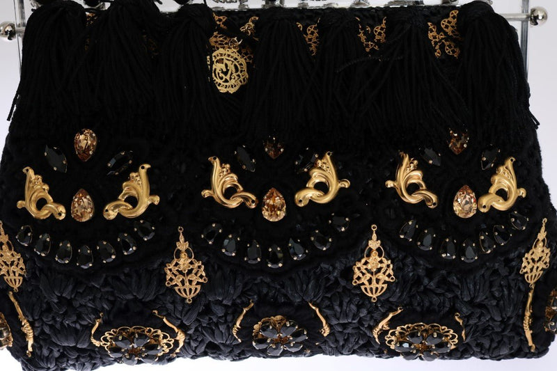 Black Tassel Gold Baroque Crystal VANDA Bag - Avaz Shop