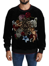 Black Velvet Angel Floral Bee Pullover Sweater - Avaz Shop
