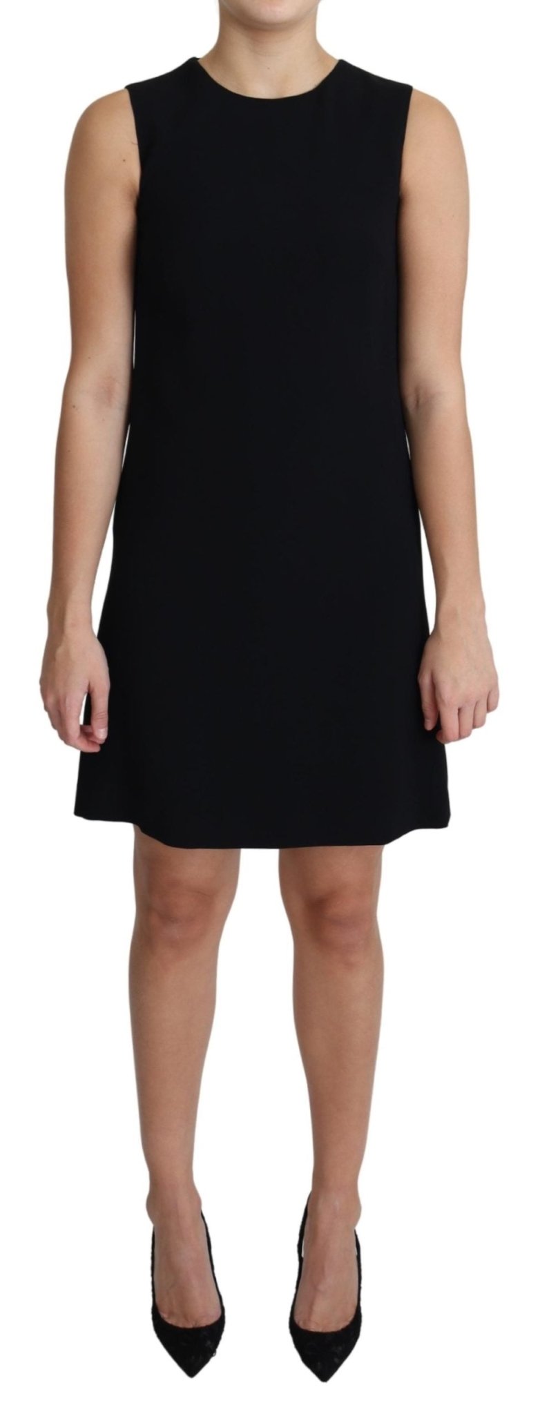 Black Viscose Stretch A-line Shift Mini Dress - Avaz Shop