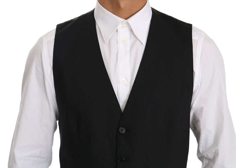 Black Waistcoat Formal Gilet Dress Wool Vest - Avaz Shop