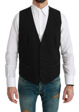 Black Waistcoat Formal Virgin Wool Vest - Avaz Shop