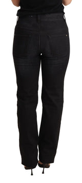 Black Washed Straight Denim Trouser Cotton Jeans - Avaz Shop