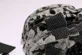 Black White Floral Lace Crystal Hair Claw - Avaz Shop