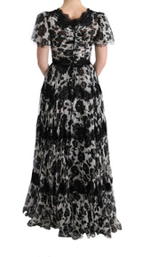Black White Floral Lace Shift Dress - Avaz Shop