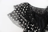 Black White Polka Dotted Ruffled Dress - Avaz Shop