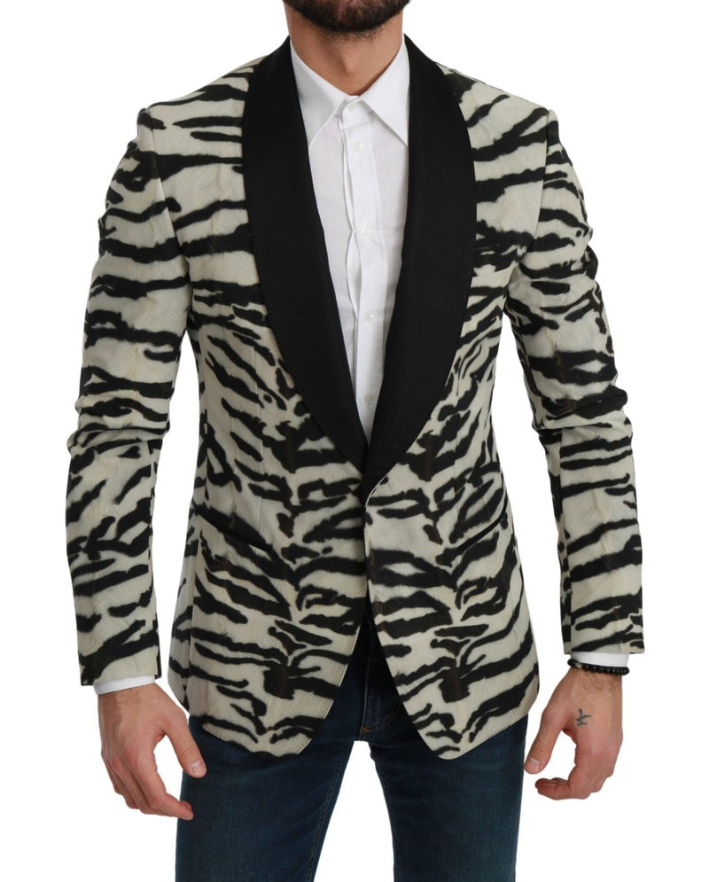 Black White Zebra Slim Fit Formal Blazer - Avaz Shop