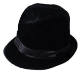 Black Wide Brimmed Velvet Bucket Capello Hat - Avaz Shop