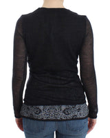 Black Wool Blend Stretch Long Sleeve Sweater - Avaz Shop