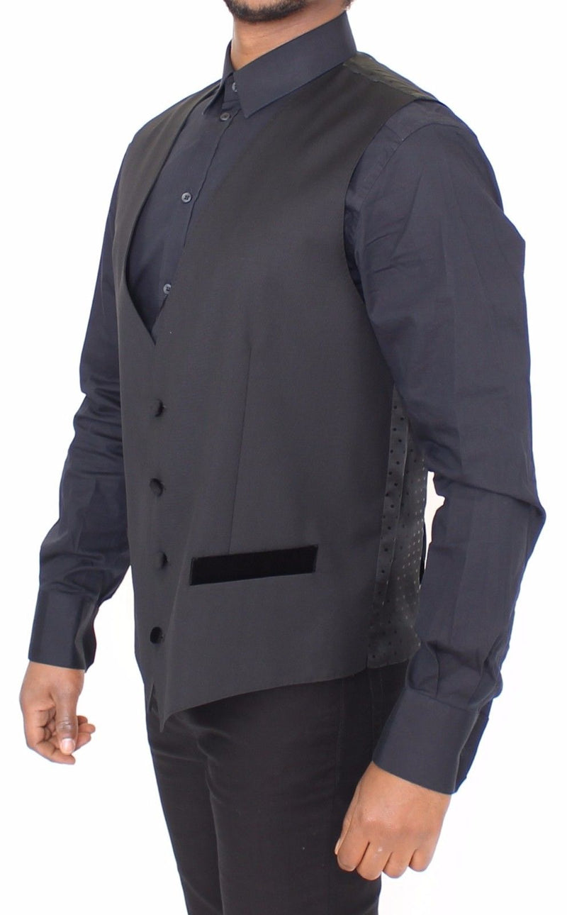 Black Wool Formal Dress Vest Gilet Jacket - Avaz Shop