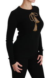Black Wool Gold Tassel Pullover Sweater - Avaz Shop
