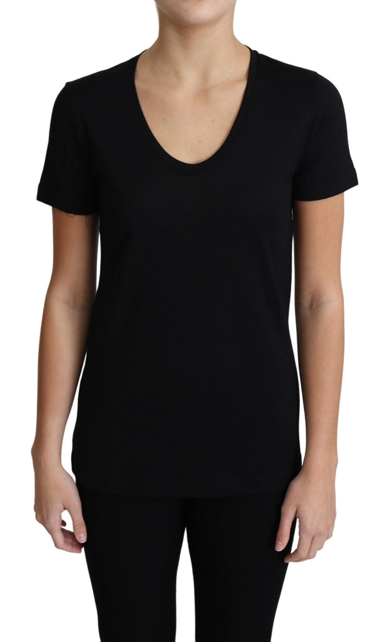 Black Wool Round Neck Short Sleeves T-shirt - Avaz Shop