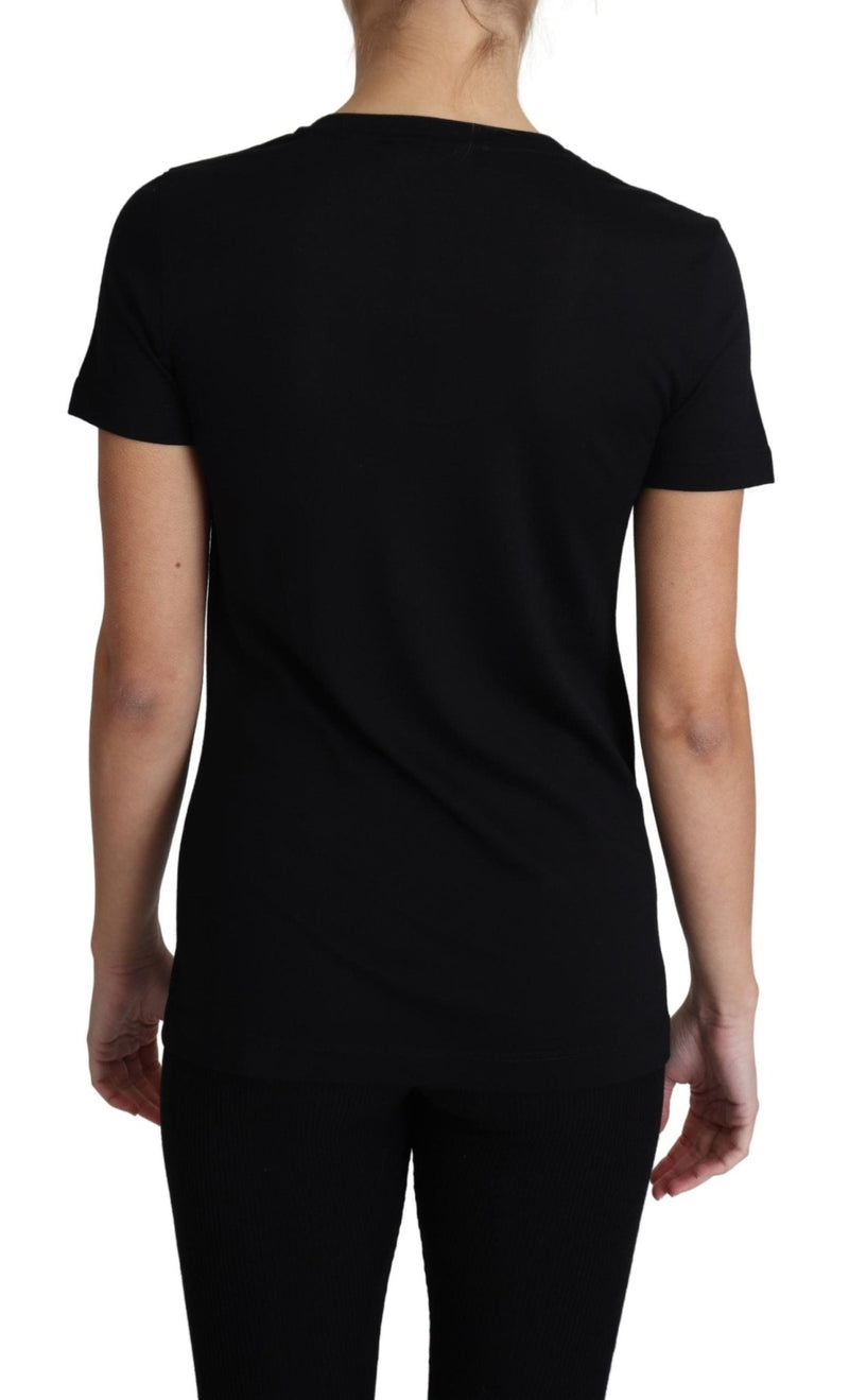 Black Wool Round Neck Short Sleeves T-shirt - Avaz Shop