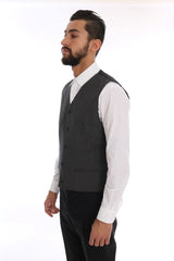 Black Wool Stretch 3 Piece Two Button Suit - Avaz Shop