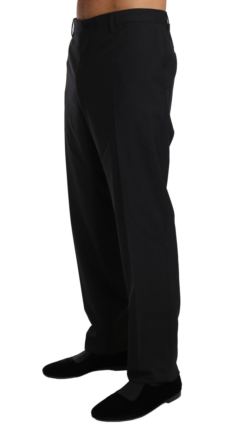Black Wool Stretch Formal Trousers - Avaz Shop