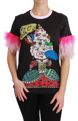 Black YEAR OF THE PIG Top Cotton T-shirt - Avaz Shop