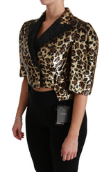 Blazer Gold Leopard Sequined Jacket - Avaz Shop