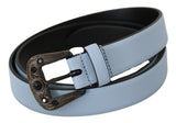 Blue Black Crystal Baroque Buckle Leather Belt - Avaz Shop
