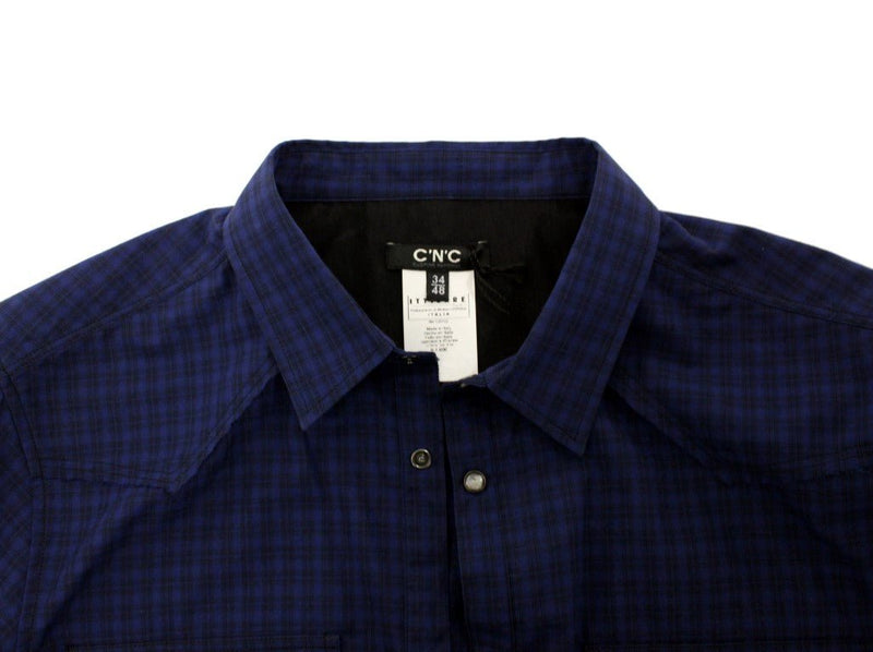 Blue checkered cotton shirt - Avaz Shop