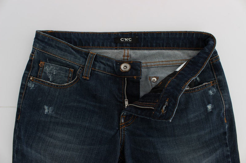 Blue Cotton Blend Bootcut Jeans - Avaz Shop