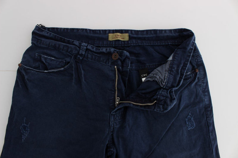Blue Cotton Blend Denim Jeans - Avaz Shop