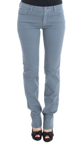 Blue Cotton Blend Slim Fit Bootcut Jeans - Avaz Shop
