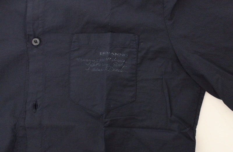 Blue Cotton Casual Long Sleeve Shirt Top - Avaz Shop