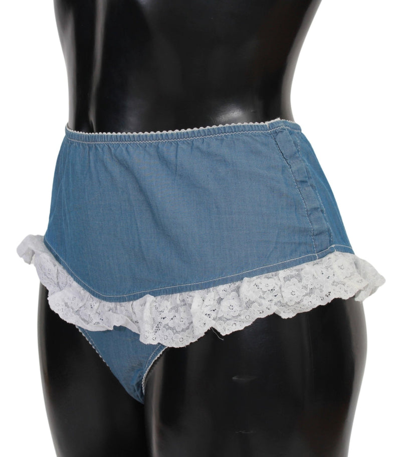 Blue Cotton Lace Slip Denim Bottom Underwear - Avaz Shop