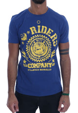 Blue Cotton RIDERS Crewneck T-Shirt - Avaz Shop