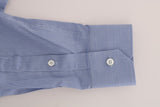 Blue Cotton Slim Fit Dress Shirt - Avaz Shop