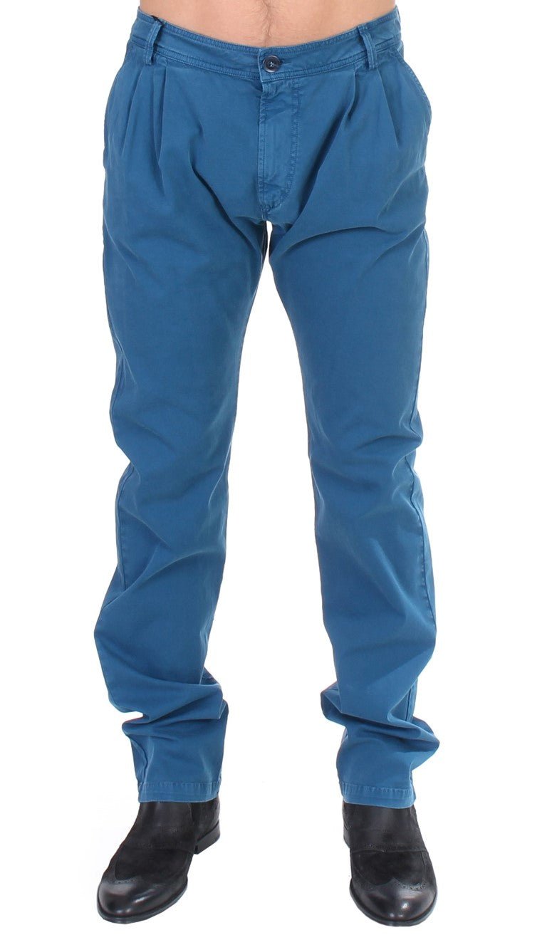 Blue Cotton Straight Fit Chinos - Avaz Shop