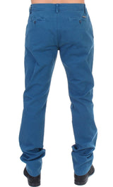 Blue Cotton Straight Fit Chinos - Avaz Shop