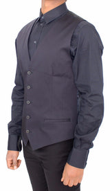 Blue Cotton Stretch Dress Vest Blazer - Avaz Shop