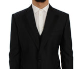 Blue Silk Wool Slim Fit 3 Piece Suit - Avaz Shop