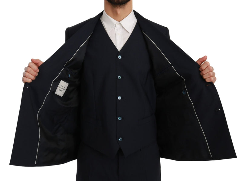 Blue Slim Fit 3 Piece MARTINI Wool Suit - Avaz Shop