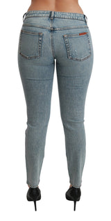 Blue Stretch Skinny Low Waist Denim Cotton Jeans - Avaz Shop