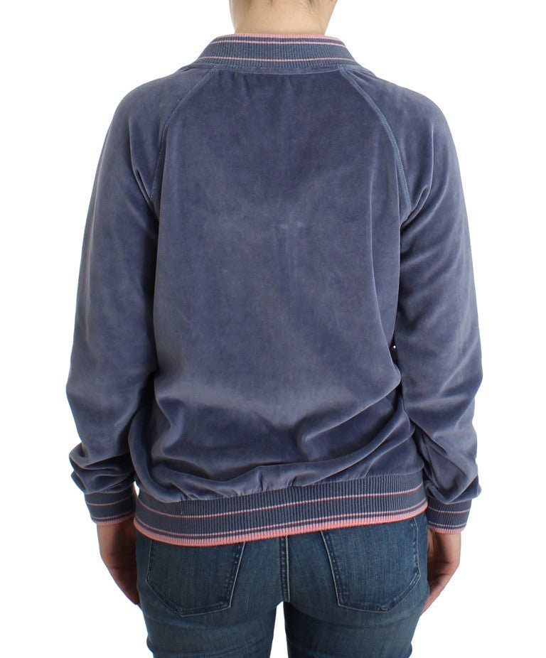 Blue velvet zipup sweater - Avaz Shop
