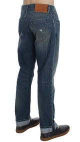 Blue Wash Cotton Denim Regular Fit Jeans - Avaz Shop