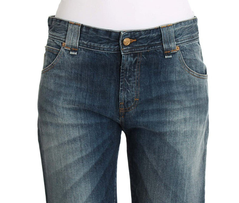 Blue Wash Relaxed Fit Cotton Stretch Denim Jeans - Avaz Shop
