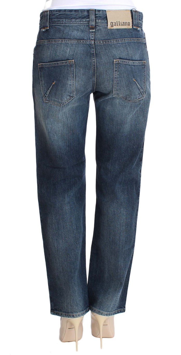 Blue Wash Relaxed Fit Cotton Stretch Denim Jeans - Avaz Shop