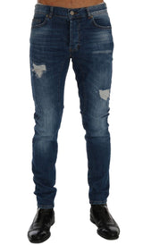 Blue Wash Torn Dundee Slim Fit Jeans - Avaz Shop
