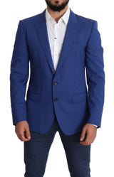 Blue Wool Single Breasted Coat MARTINI Blazer - Avaz Shop