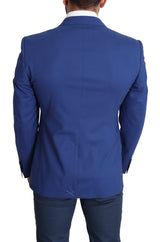 Blue Wool Single Breasted Coat MARTINI Blazer - Avaz Shop