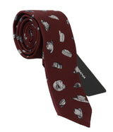 Bordeaux Hats Print Necktie 100% Silk Tie - Avaz Shop
