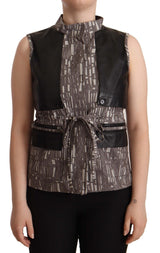Brown Black Vest Leather Sleeveless Top Blouse - Avaz Shop